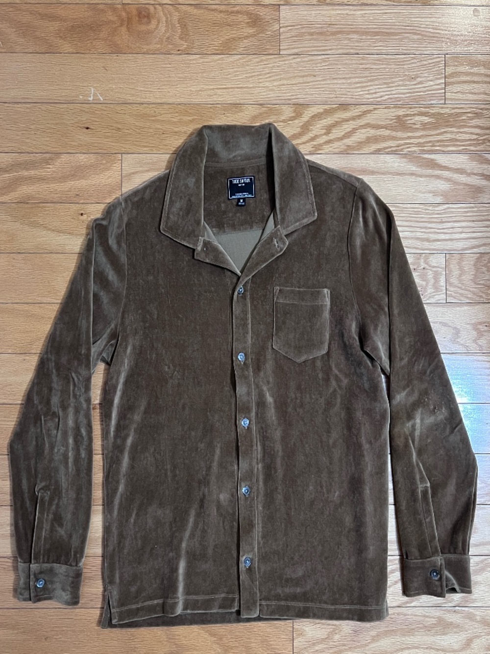 Todd Snyder Brown Thick Velvet Long Sleeve Button Down Shirt, Medium